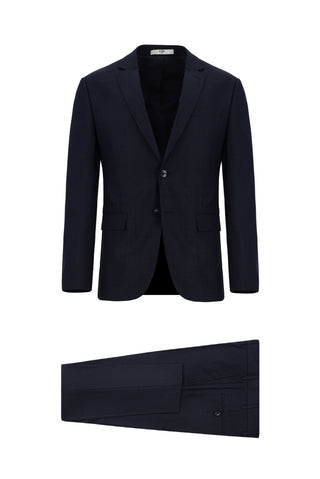  Koyu Lacivert 7 Drop Super Slim Fit Eksra Dar Kesim Desenli Takım Elbise