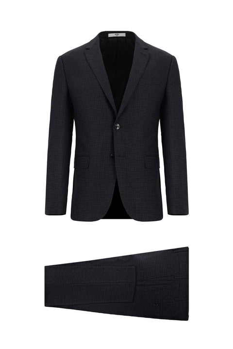 Dark Anthracite 7 Drop Super Slim Fit Extra Narrow Cut Patterned Suit