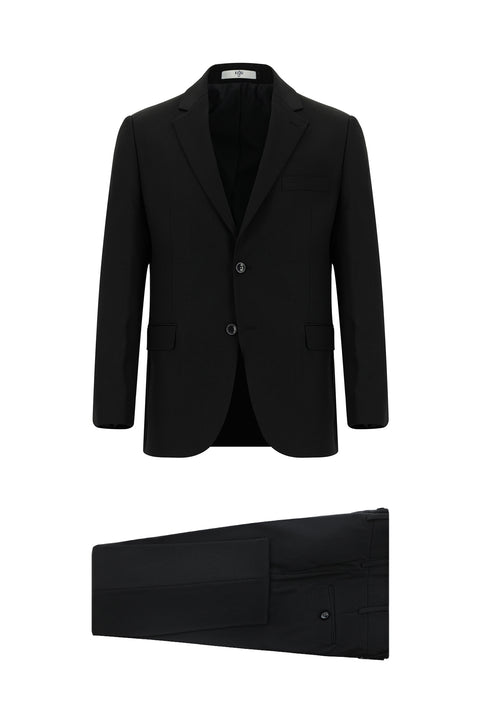 Black 7 Drop Slim Fit Patterned Suit