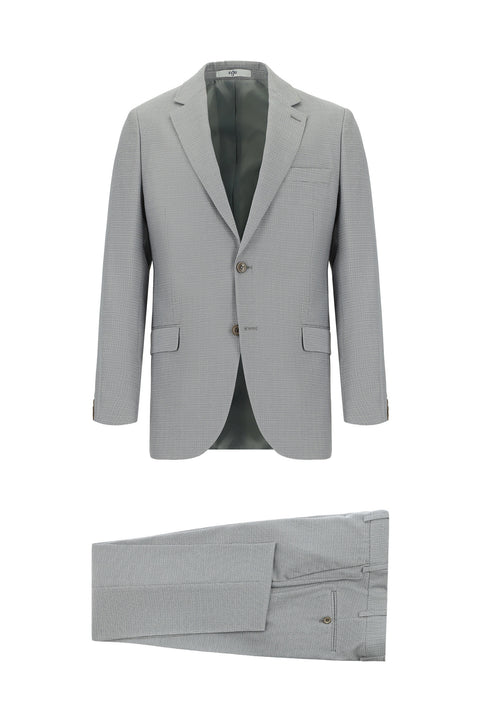 Light Gray 6 Drop Regular Fit Standard Cut Patterned Suit
