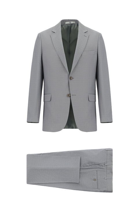 Medium Grey 7 Drop Slim Fit Patterned Suit