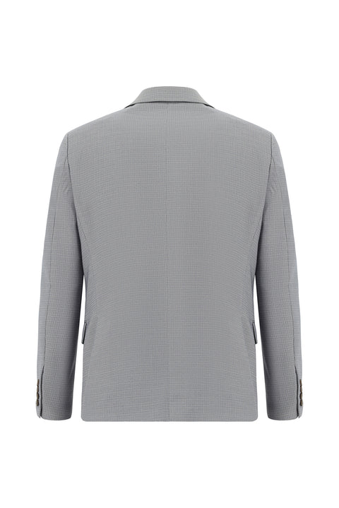 Medium Grey 7 Drop Slim Fit Patterned Suit