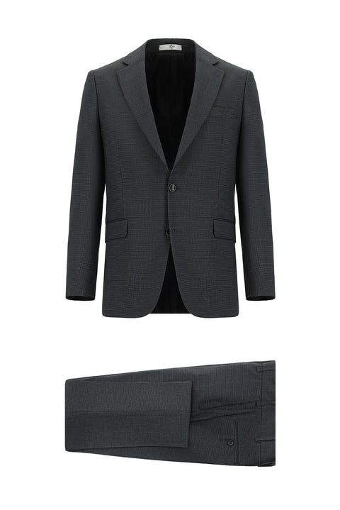 Dark Gray 6 Drop Regular Fit Standard Cut Patterned Suit