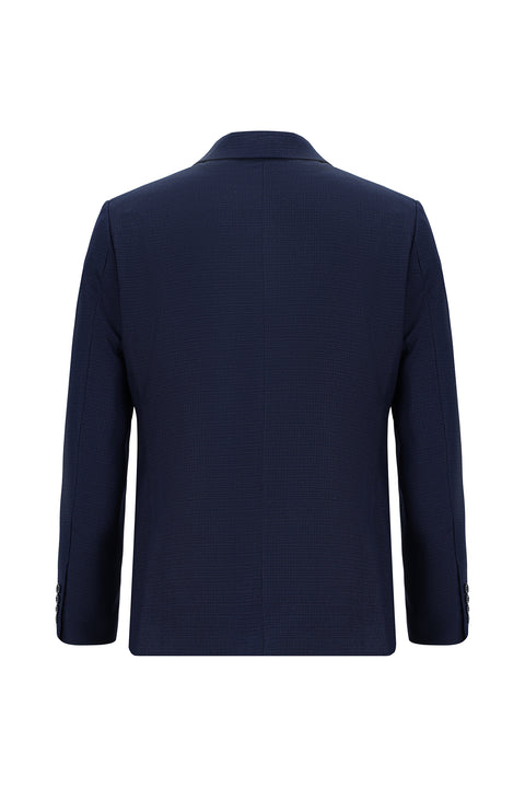 Dark Navy 7 Drop Slim Fit Patterned Suit