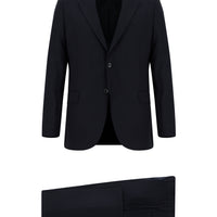 Black and Navy Blue 7 Drop Slim Fit Patterned Suit