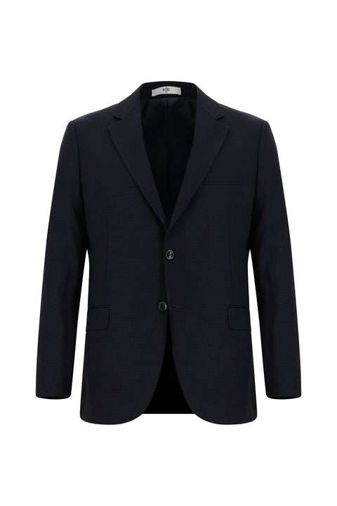 Black and Navy Blue 6 Drop Regular Fit Standard Cut Patterned Suit