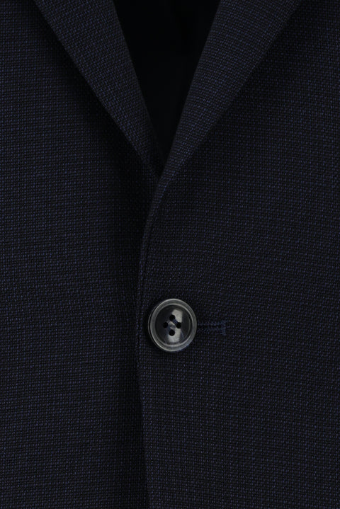 Black and Navy Blue 6 Drop Regular Fit Standard Cut Patterned Suit
