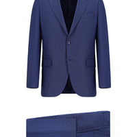 Dark Blue 7 Drop Slim Fit Patterned Suit