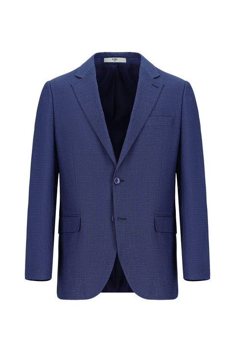 Dark Blue 7 Drop Slim Fit Patterned Suit