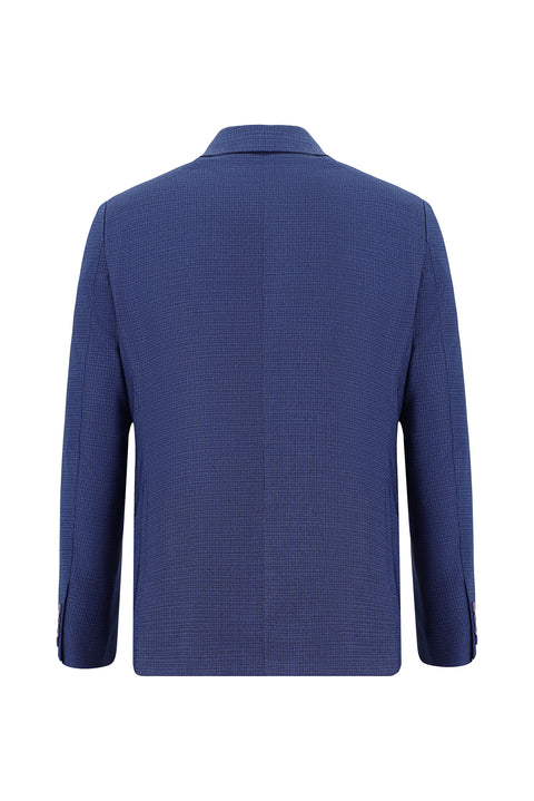 Dark Blue 7 Drop Slim Fit Patterned Suit