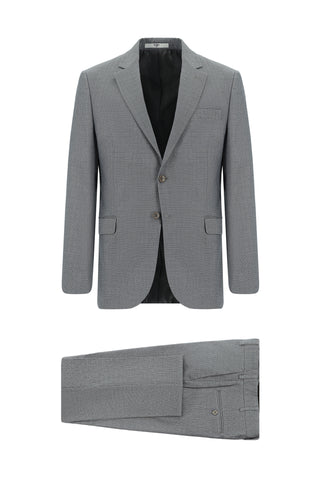  Koyu İndigo 6 Drop Regular Fit Standart Kesim Desenli Takım Elbise