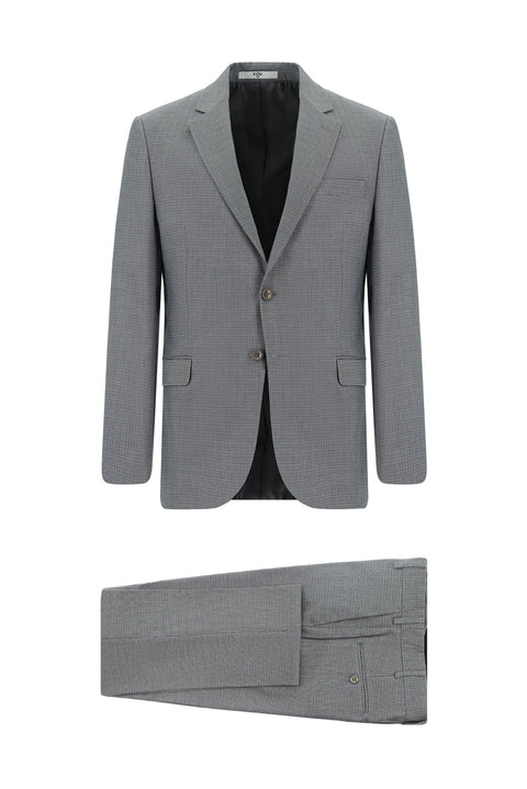 Dark Indigo 6 Drop Regular Fit Standard Cut Patterned Suit
