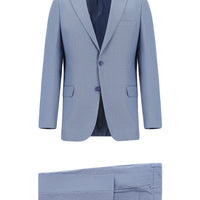 Blue 7 Drop Slim Fit Patterned Suit