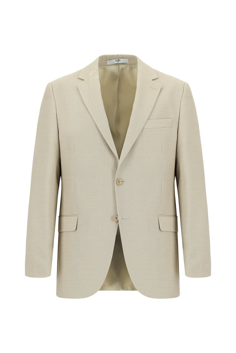 Light Beige 7 Drop Slim Fit Patterned Suit