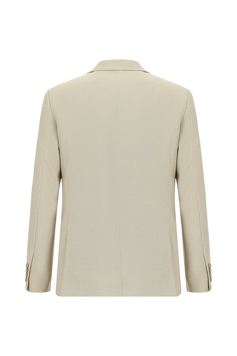 Light Beige 7 Drop Slim Fit Patterned Suit