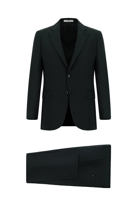 Dark Green 6 Drop Regular Fit Standard Cut Patterned Suit