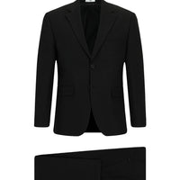 Black 4-Drop Relaxed Fit Patterned Suit