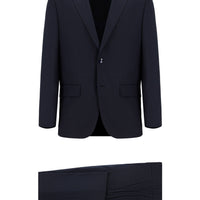 Medium Navy 6 Drop Regular Fit Standard Cut Wool Patterned Suit