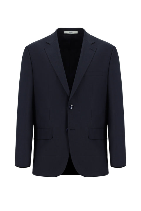 Medium Navy 6 Drop Regular Fit Standard Cut Wool Patterned Suit