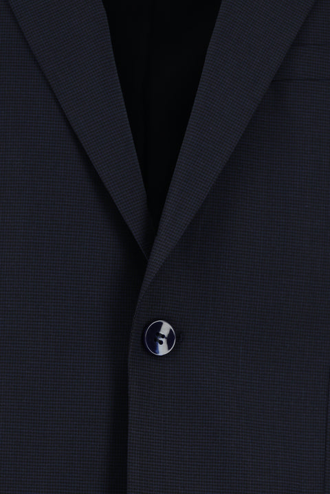 Medium Navy 4-Drop Relaxed Fit Wool Patterned Suit