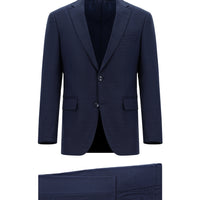 Medium Navy 6 Drop Regular Fit Standard Cut Wool Patterned Suit