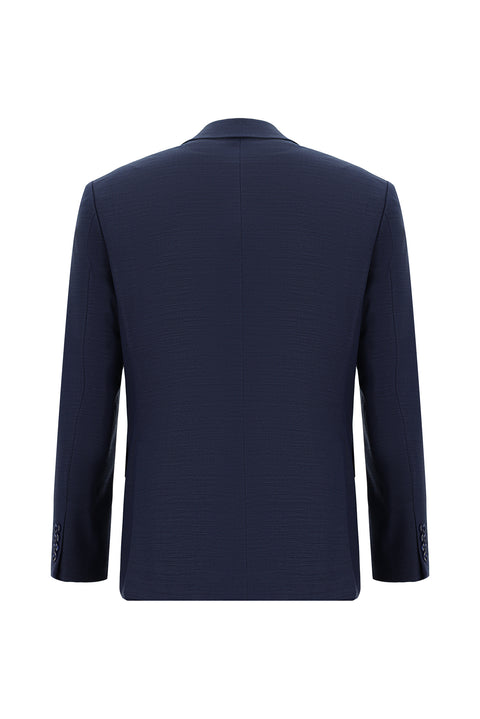 Medium Navy 6 Drop Regular Fit Standard Cut Wool Patterned Suit