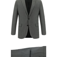 Medium Gray 7 Drop Slim Fit Narrow Cut Wool Patterned Suit