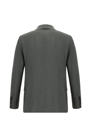  Orta Füme 7 Drop Slim Fit Dar Kesim Yünlü Desenli Takım Elbise