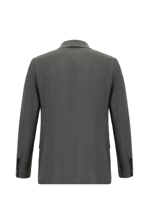 Medium Gray 7 Drop Slim Fit Narrow Cut Wool Patterned Suit