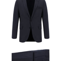 Koyu Lacivert 7 Drop Slim Fit Dar Kesim Yünlü Desenli Takım Elbise