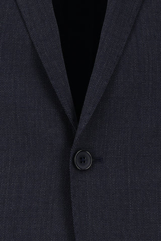  Koyu Lacivert 7 Drop Slim Fit Dar Kesim Yünlü Desenli Takım Elbise