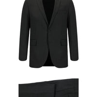 Dark Anthracite 7 Drop Slim Fit Narrow Cut Wool Patterned Suit