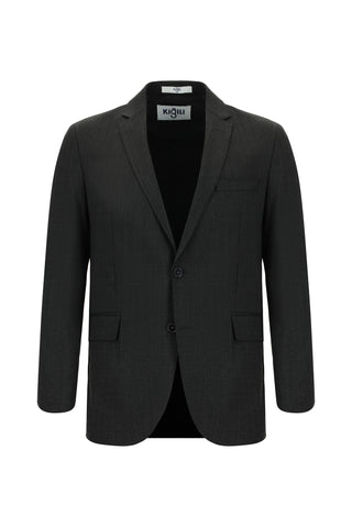  Koyu Antrasit 7 Drop Slim Fit Dar Kesim Yünlü Desenli Takım Elbise