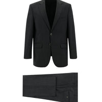 Orta Füme 4 Drop Relaxed Fit Rahat Kesim Yünlü Desenli Takım Elbise