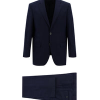 Medium Navy 4-Drop Relaxed Fit Wool Patterned Suit