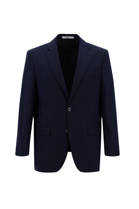Medium Navy 4-Drop Relaxed Fit Wool Patterned Suit
