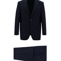 Dark Navy 4-Drop Relaxed Fit Wool Patterned Suit