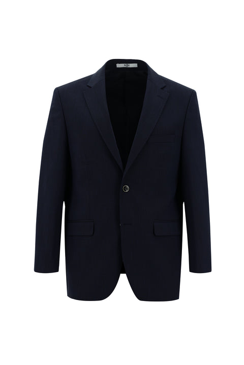 Dark Navy 4-Drop Relaxed Fit Wool Patterned Suit