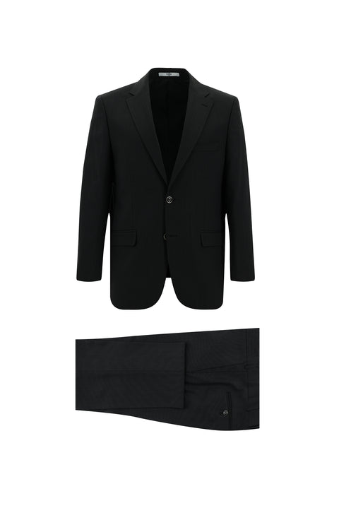 Dark Anthracite 4-Drop Relaxed Fit Wool Patterned Suit