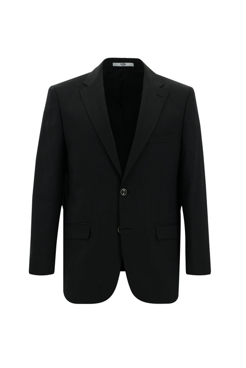 Dark Anthracite 4-Drop Relaxed Fit Wool Patterned Suit