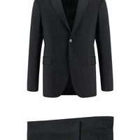 Dark Anthracite 7 Drop Slim Fit Narrow Cut Wool Patterned Suit