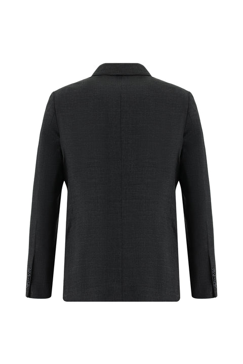 Dark Anthracite 7 Drop Slim Fit Narrow Cut Wool Patterned Suit