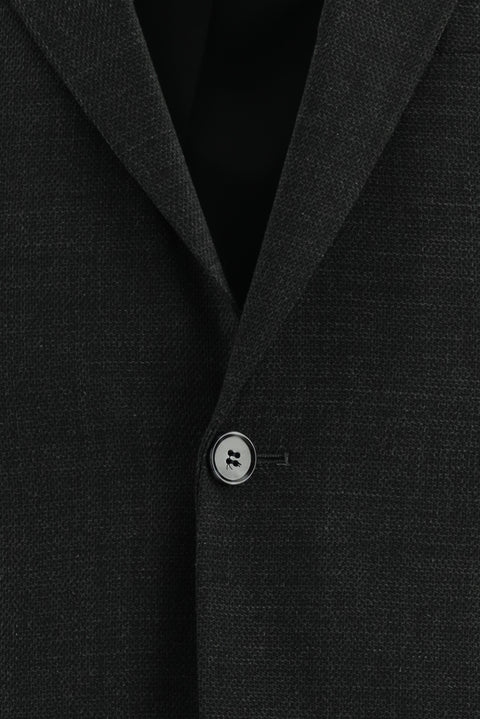 Dark Anthracite 7 Drop Slim Fit Narrow Cut Wool Patterned Suit