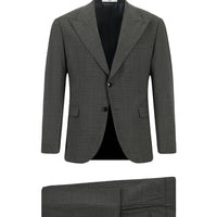 Medium Anthracite 6 Drop Regular Fit Standard Cut Wool Patterned Suit