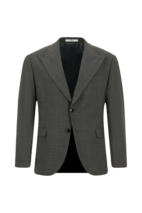 Medium Anthracite 6 Drop Regular Fit Standard Cut Wool Patterned Suit