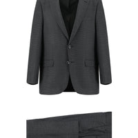 Dark Gray 4-Drop Relaxed Fit Patterned Suit