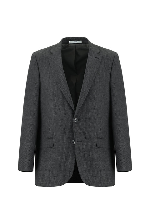Dark Gray 4-Drop Relaxed Fit Patterned Suit