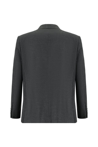  Koyu Füme 4 Drop Relaxed Fit Rahat Kesim Desenli Takım Elbise