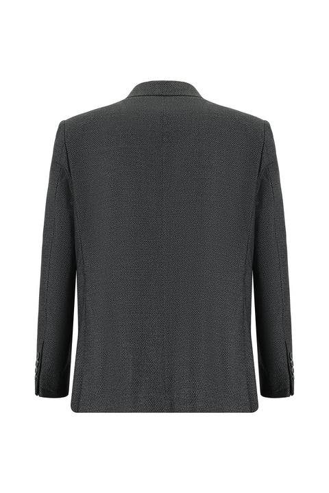 Dark Gray 4-Drop Relaxed Fit Patterned Suit