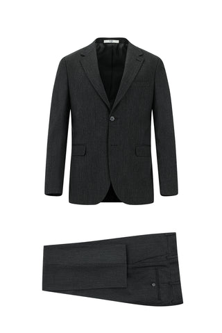  Koyu Füme 7 Drop Slim Fit Dar Kesim Desenli Takım Elbise